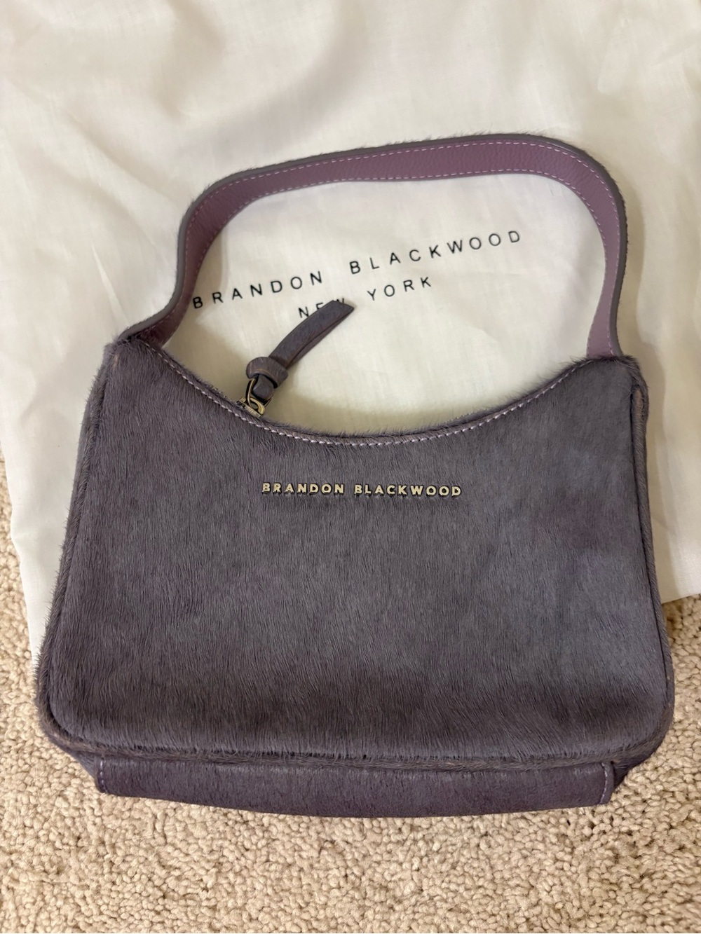 Brandon Blackwood lavender Pony Hair Mini Shoulder Bag